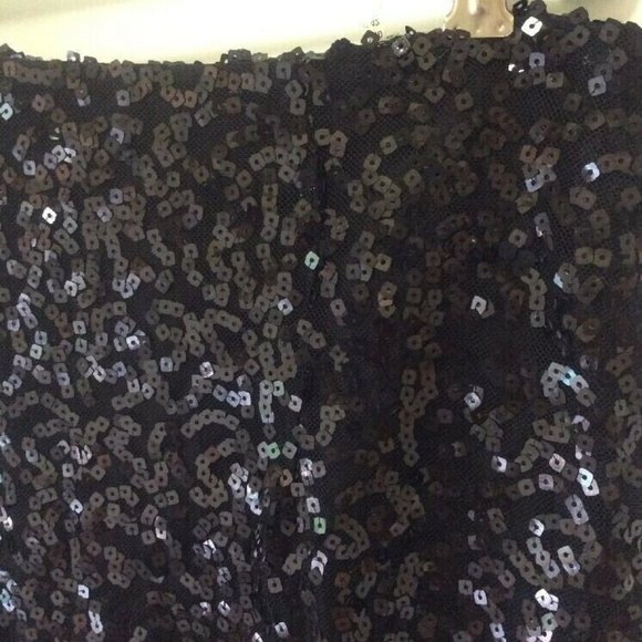Black Sequin Mini Pencil Straight Skirt Tahari 6 - Picture 2 of 8